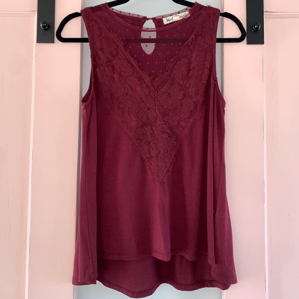 Wall flowers tank dress up blouse : medium : burgundy